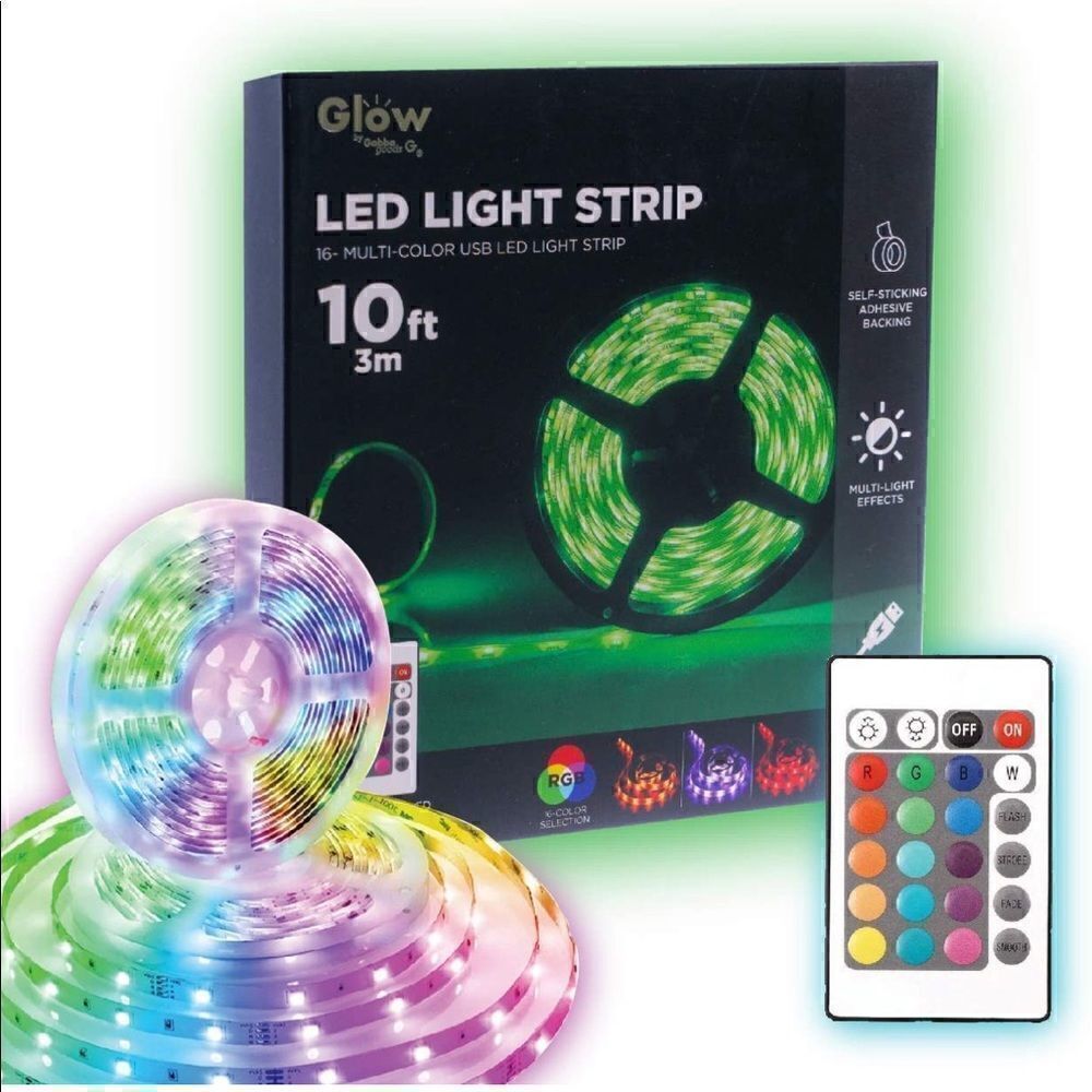 Gabba Goods Glow LED Strip Lights Color Changing with Remote Control 10ft